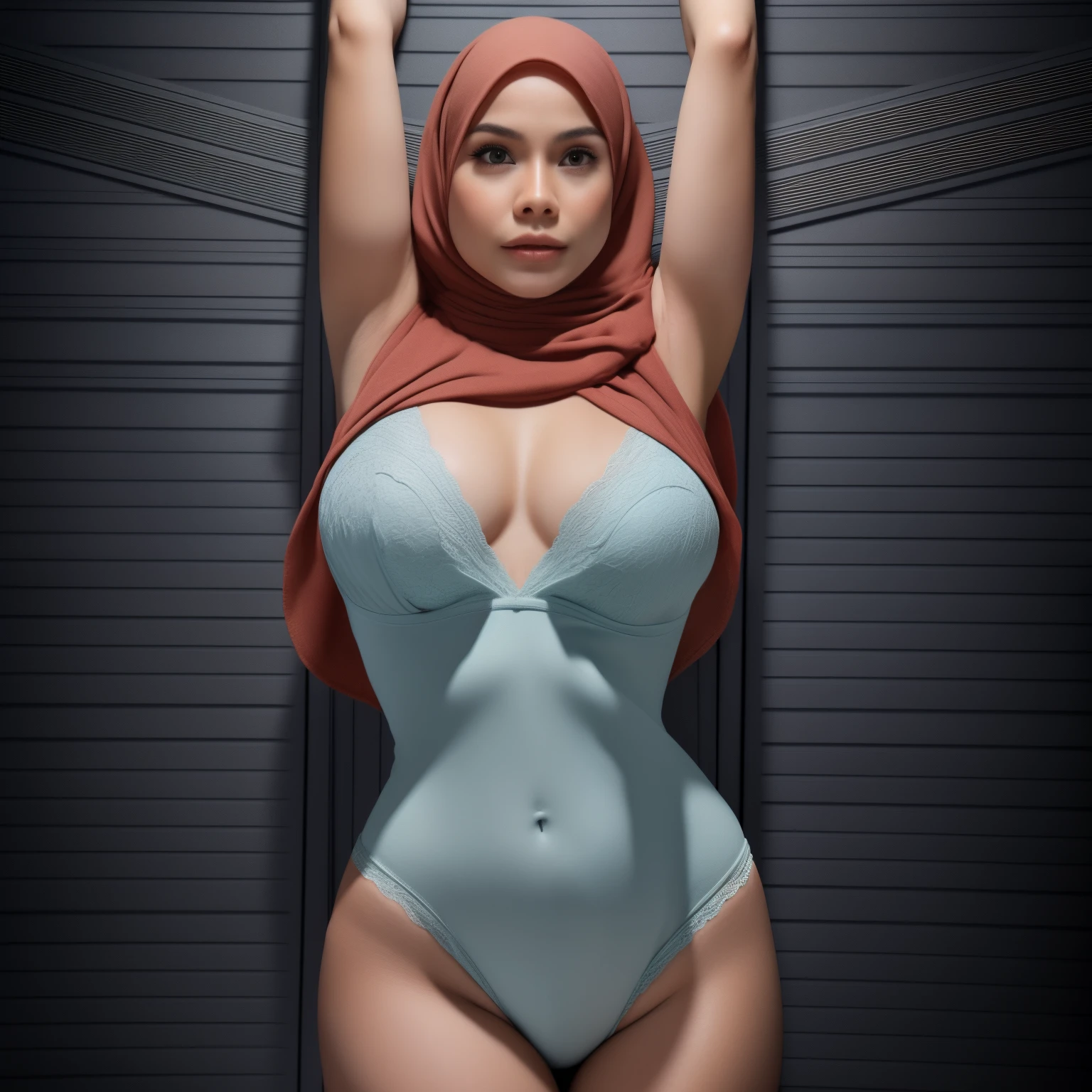 malay girl wearing hijab, beautifull hand, perfect hand, realistic hand, malay girl wearing hijab, 48 Years Old beautiful woman. ((lace bra and panties)),(bigger boobs),((look front at the camera))., Emphasize ass, biggerchest, big Nipple, de pele branca, bigger breasts thin waist, mexico-style street, Hyper-Realism, Cinematic lighting, depth of fields, From below, vanishing point, F/2.8,  Anatomically correct, Textured skin, Super Detail, awardwinning, Best Quality, hight resolution, wearing pastel blue underwear, bra and panties only, hospital ward background, spread leg open, RAW photo, best quality, masterpiece, high detail RAW color photo, malay girl, professional photograph, (realistic, photorealistic:1.37), (high detailed skin:1.2), high resolution, beautiful detailed eyes, dramatic lighting, cinematic lighting, back light, professional lighting, detailed skin texture, insane details, intricate details, accent lighting, soft volumetric light, bokeh, (dramatic light:1.2), (neutral colors:1.3), cross process,