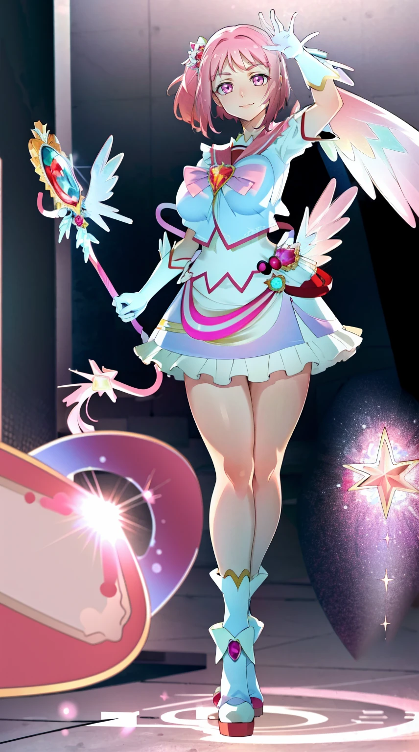 masterpiece, best quality, indoors, mamikafairy, 1girl, solo, looking at viewer,, hand arms full body,boots, standing,cute,breast, curvy, female,fantasy goddess,there is a cartoon picture of a woman with a very large breast, glowing divine being, glowing holy aura, inspired by Luma Rouge, the non-binary deity of spring, ethereal rainbow nimbus, the butterfly goddess of fire, inspired by Mariel, glowing aura around her, astral wind, as the goddess of the saturn, “uwu the prismatic person, big breast, serious, beautiful eyes, , full body, , long robe, long dress, ,priestess ,holy, smile, god rays, ray tracing, sparkle, cinematic lighting, UHD, retina, masterpiece, ccurate, anatomically correct, textured skin, super detail, high details, high quality, award winning, best quality, highres, 1080P, HD, 4K, thunder aura, light aura,full, snak staff,closed mouth, huge breast, curvy, bimbo, standing, heroic, pose, background ruin of a misterios city,UHD, retina, masterpiece, ccurate, anatomically correct, textured skin, super detail, high details, high quality, award winning, best quality, highres, 1080P, HD, 4K, sun aura