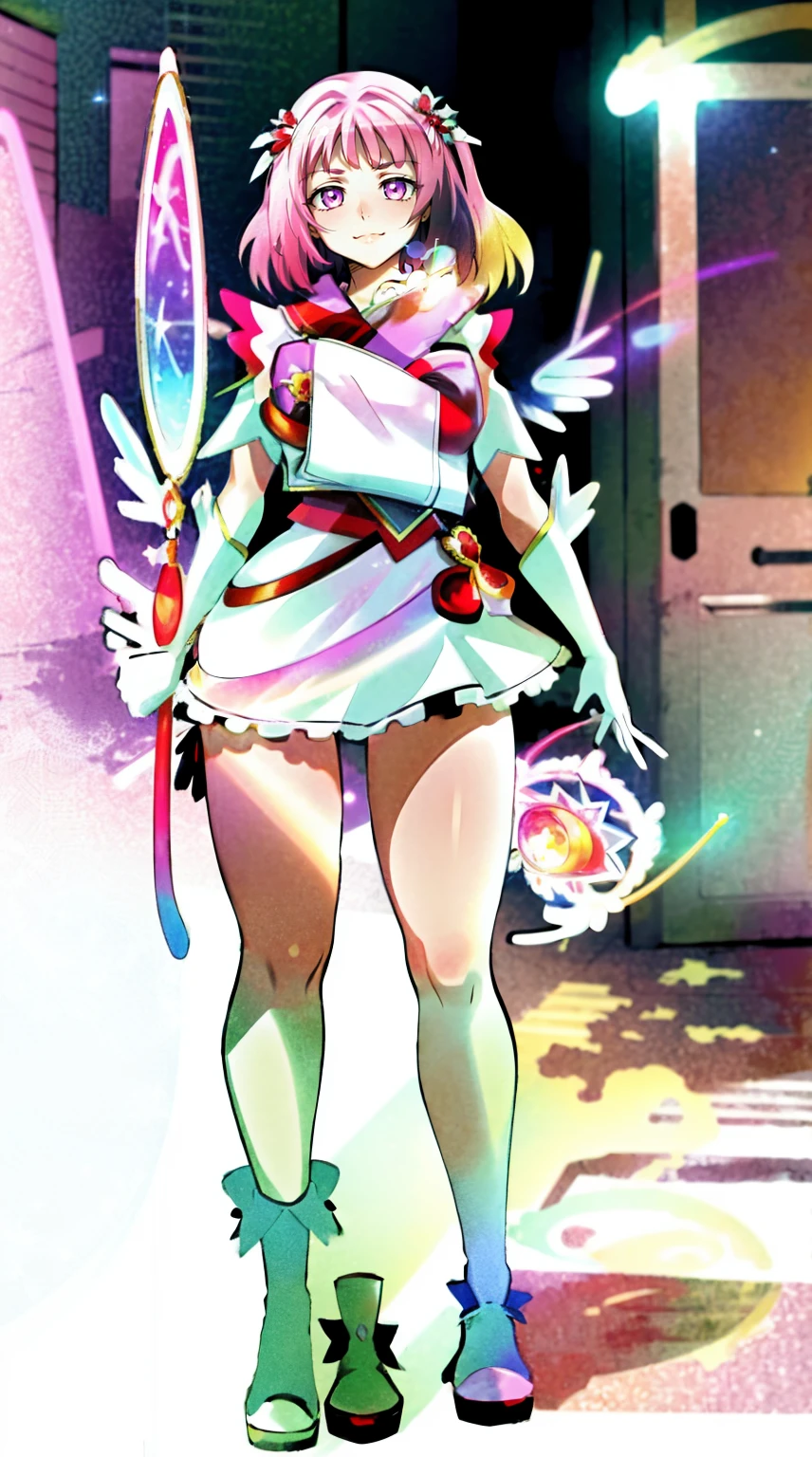 masterpiece, best quality, indoors, mamikafairy, 1girl, solo, looking at viewer,, hand arms full body,boots, standing,cute,breast, curvy, female,fantasy goddess,there is a cartoon picture of a woman with a very large breast, glowing divine being, glowing holy aura, inspired by Luma Rouge, the non-binary deity of spring, ethereal rainbow nimbus, the butterfly goddess of fire, inspired by Mariel, glowing aura around her, astral wind, as the goddess of the saturn, “uwu the prismatic person, big breast, serious, beautiful eyes, , full body, , long robe, long dress, ,priestess ,holy, smile, god rays, ray tracing, sparkle, cinematic lighting, UHD, retina, masterpiece, ccurate, anatomically correct, textured skin, super detail, high details, high quality, award winning, best quality, highres, 1080P, HD, 4K, thunder aura, light aura,full, snak staff,closed mouth, huge breast, curvy, bimbo, standing, heroic, pose, background ruin of a misterios city,UHD, retina, masterpiece, ccurate, anatomically correct, textured skin, super detail, high details, high quality, award winning, best quality, highres, 1080P, HD, 4K, sun aura