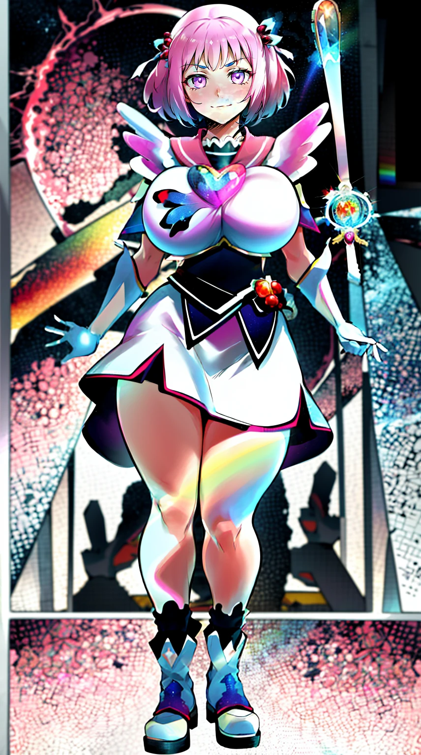 (highest quality,1.2), table top, cowboy shot, alone, 1 girl, naughty smile, looking at the audience, Star Hair Accessories, skirt, gloves, very big breasts, (emphasized nipples:1.5), (spread the genitals with one's hands:1.5), (wide open legs:1.5), (heart paste:1.3), (nude), (see-through wear:1.2), (shiny wear), stamped on the lower abdomen, uterus imprint