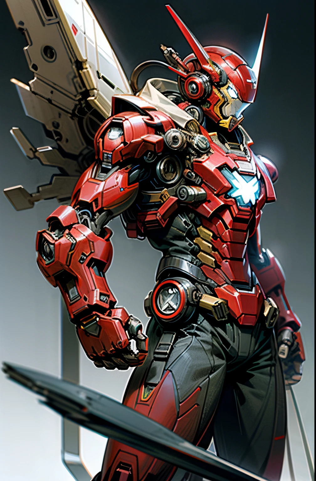 like marvel's war-machine, helmet like ironman, armored full white color