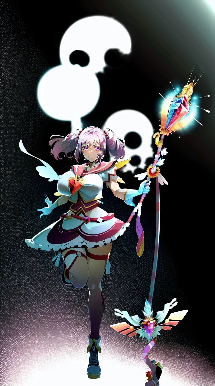 masterpiece, best quality, indoors, mamikafairy, 1girl, solo, looking at viewer,, hand arms full body,boots, standing,cute,breast, curvy, female,fantasy goddess,there is a cartoon picture of a woman with a very large breast, glowing divine being, glowing holy aura, inspired by Luma Rouge, the non-binary deity of spring, ethereal rainbow nimbus, the butterfly goddess of fire, inspired by Mariel, glowing aura around her, astral wind, as the goddess of the saturn, “uwu the prismatic person, big breast, serious, beautiful eyes, , full body, , long robe, long dress, ,priestess ,holy, smile, god rays, ray tracing, sparkle, cinematic lighting, UHD, retina, masterpiece, ccurate, anatomically correct, textured skin, super detail, high details, high quality, award winning, best quality, highres, 1080P, HD, 4K, thunder aura, light aura,full, snak staff,closed mouth, huge breast, curvy, bimbo, standing, heroic, pose, background ruin of a misterios city,UHD, retina, masterpiece, ccurate, anatomically correct, textured skin, super detail, high details, high quality, award winning, best quality, highres, 1080P, HD, 4K, sun aura
