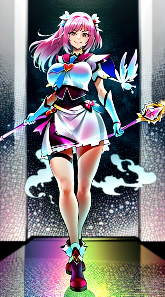 masterpiece, best quality, indoors, mamikafairy, 1girl, solo, looking at viewer,, hand arms full body,boots, standing,cute,breast, curvy, female,fantasy goddess,there is a cartoon picture of a woman with a very large breast, glowing divine being, glowing holy aura, inspired by Luma Rouge, the non-binary deity of spring, ethereal rainbow nimbus, the butterfly goddess of fire, inspired by Mariel, glowing aura around her, astral wind, as the goddess of the saturn, “uwu the prismatic person, big breast, serious, beautiful eyes, , full body, , long robe, long dress, ,priestess ,holy, smile, god rays, ray tracing, sparkle, cinematic lighting, UHD, retina, masterpiece, ccurate, anatomically correct, textured skin, super detail, high details, high quality, award winning, best quality, highres, 1080P, HD, 4K, thunder aura, light aura,full, snak staff,closed mouth, huge breast, curvy, bimbo, standing, heroic, pose, background ruin of a misterios city,UHD, retina, masterpiece, ccurate, anatomically correct, textured skin, super detail, high details, high quality, award winning, best quality, highres, 1080P, HD, 4K, sun aura,cape