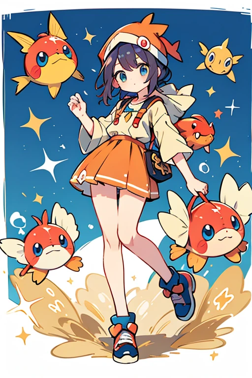 human pokemon Magikarp; glitter; full body; Magikarp outfit inspired