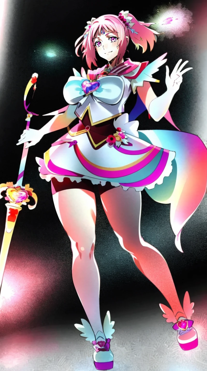 masterpiece, best quality, indoors, mamikafairy, 1girl, solo, looking at viewer,, hand arms full body,boots, standing,cute,breast, curvy, female,fantasy goddess,there is a cartoon picture of a woman with a very large breast, glowing divine being, glowing holy aura, inspired by Luma Rouge, the non-binary deity of spring, ethereal rainbow nimbus, the butterfly goddess of fire, inspired by Mariel, glowing aura around her, astral wind, as the goddess of the saturn, “uwu the prismatic person, big breast, serious, beautiful eyes, , full body, , long robe, long dress, ,priestess ,holy, smile, god rays, ray tracing, sparkle, cinematic lighting, UHD, retina, masterpiece, ccurate, anatomically correct, textured skin, super detail, high details, high quality, award winning, best quality, highres, 1080P, HD, 4K, thunder aura, light aura,full, snak staff,closed mouth, huge breast, curvy, bimbo, standing, heroic, pose, background ruin of a misterios city,UHD, retina, masterpiece, ccurate, anatomically correct, textured skin, super detail, high details, high quality, award winning, best quality, highres, 1080P, HD, 4K, sun aura,cape