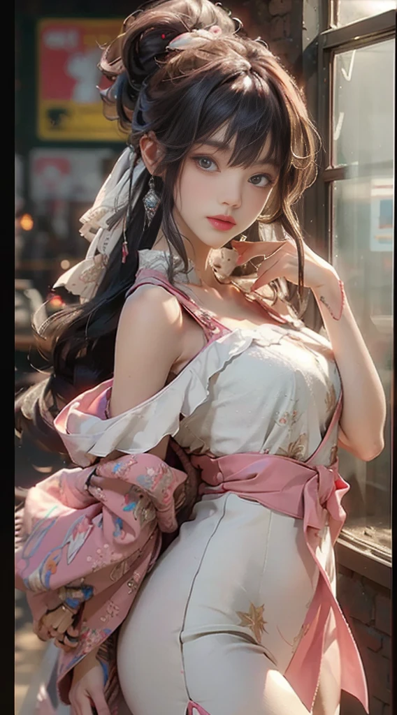 ((Best Quality)), ((Masterpiece)), (Detail: 1.4), 3D, Beautiful Cyberpunk Female Image, HDR (High Dynamic Range), Ray Tracing, NVIDIA RTX, Super Resolution, Unreal 5, Subsurface Scattering, PBR Texture, Post-Processing, Anisotropic Filtering, Depth of Field, Maximum Sharpness and Sharpness, Multi-layer Texture, Albedo and Highlight Mapping, Surface Coloring, Mitsu-Accurate Simulation of Material Interactions, Perfect Proportions, Octane Rendering, Two-color Light, Large Aperture, Low ISO, white balance, regular three-point, 8K RAW, beautiful bright pupils, off-the-shoulder clothes, fine pupils, delicate face and eyes, long eyelashes, blush, delicate and fluffy hair, pink lips, pure, cute, sweet girl, artistic sense, casual wear, high-end sense