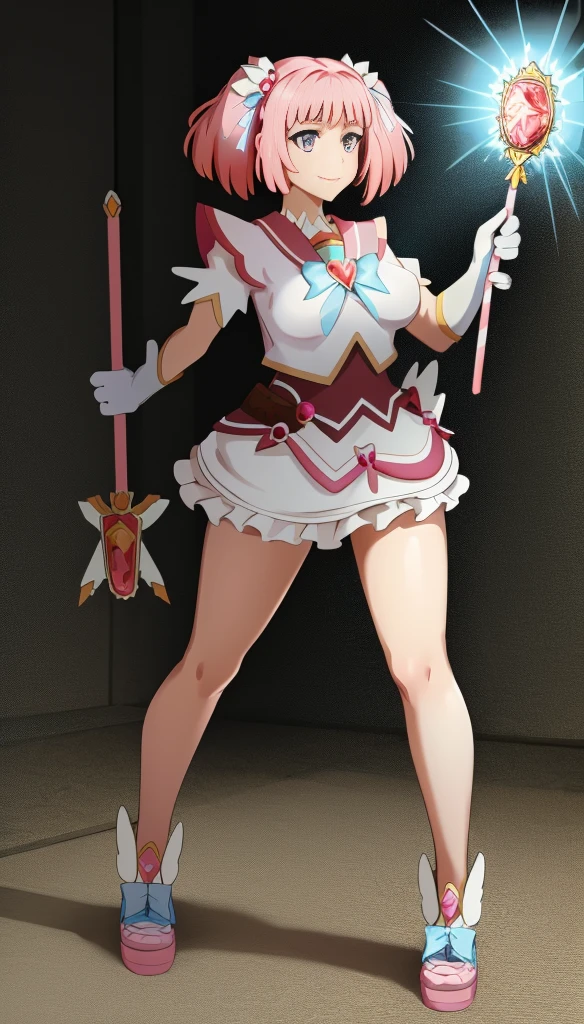 masterpiece, best quality, indoors, mamikafairy, 1girl, solo, looking at viewer,, hand arms full body,boots, standing,cute,breast, curvy, female,fantasy goddess,there is a cartoon picture of a woman with a very large breast, glowing divine being, glowing holy aura, inspired by Luma Rouge, the non-binary deity of spring, ethereal rainbow nimbus, the aura goddess of fire, inspired by Mariel, glowing aura around her, astral aura, as the goddess of the sun, “uwu the prismatic person, big breast, serious, beautiful eyes, , full body, walking, long robe, long dress, ,priestess ,holy, smile, god rays, ray tracing, sparkle, cinematic lighting, UHD, retina, masterpiece, ccurate, anatomically correct, textured skin, super detail, high details, high quality, award winning, best quality, highres, 1080P, HD, 4K, thunder aura, light aura,full, snak staff,closed mouth, huge breast, curvy, bimbo,standing, smile, happy