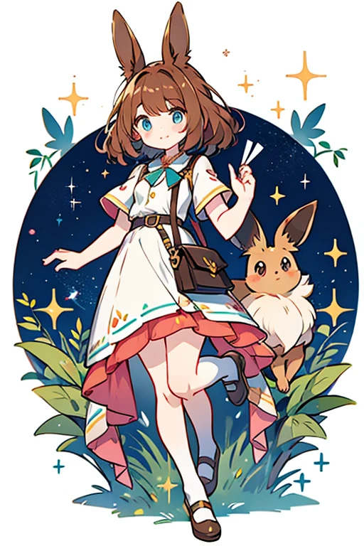 human pokemon Eevee; glitter; full body; Eevee outfit inspired