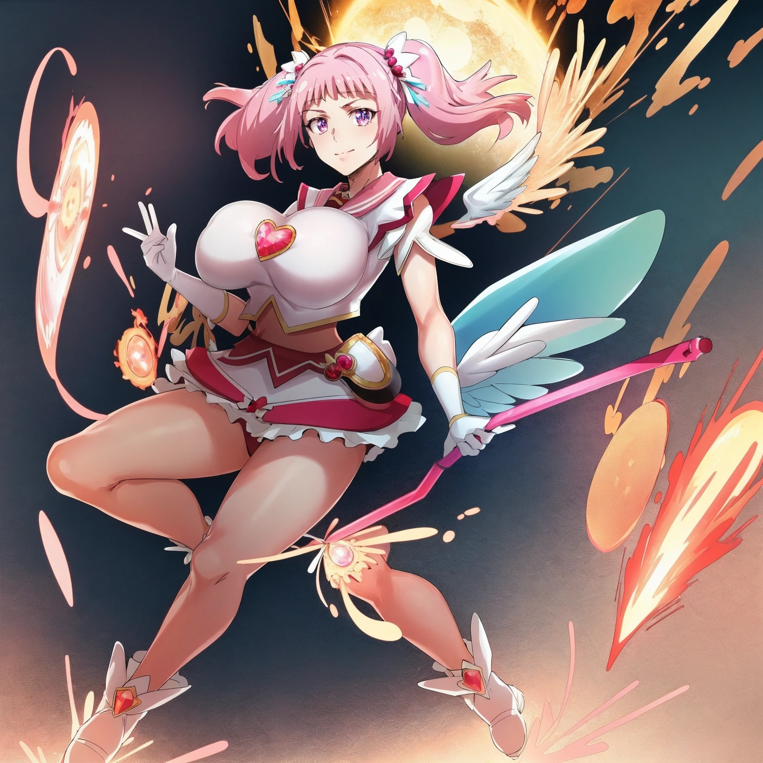 masterpiece, best quality, indoors, mamikafairy, 1girl, solo, looking at viewer,, hand arms full body,boots, standing,cute,breast, curvy, female,fantasy goddess,there is a cartoon picture of a woman with a very large breast, glowing divine being, glowing holy aura, inspired by Luma Rouge, the non-binary deity of spring, ethereal rainbow nimbus, the bird goddess of fire, inspired by Mariel, glowing aura around her, astral wind, as the goddess of the sun, “uwu the prismatic person, big breast, serious, beautiful eyes, , full body,, long robe, long dress, ,priestess ,holy, smile, god rays, ray tracing, sparkle, cinematic lighting, UHD, retina, masterpiece, ccurate, anatomically correct, textured skin, super detail, high details, high quality, award winning, best quality, highres, 1080P, HD, 4K, thunder aura, light aura,full, snak staff,closed mouth, huge breast, curvy, bimbo, standing, heroic, pose, background ruin of a misterios city,UHD, retina, masterpiece, ccurate, anatomically correct, textured skin, super detail, high details, high quality, award winning, best quality, highres, 1080P, HD, 4K, sun aura,motionless, 1character in panel, heroic pose,