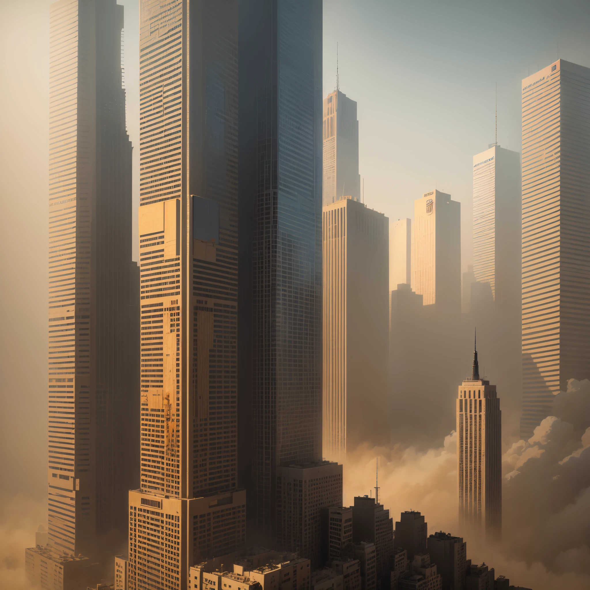 New York covered in a thick blanket of sand, sandstorm is raging,cyberpunk style,