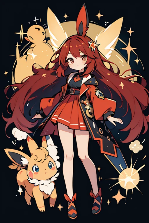 human pokemon Flareon; glitter; full body; Flareon outfit inspired