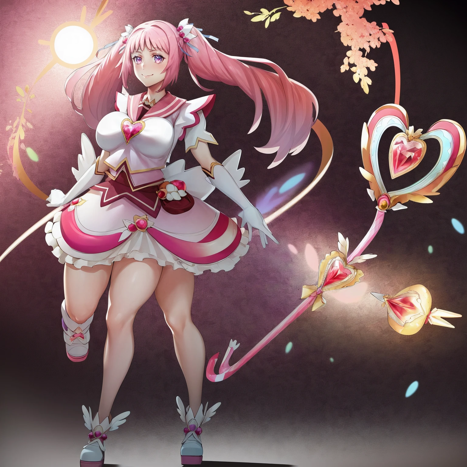 masterpiece, best quality, indoors, mamikafairy, 1girl, solo, looking at viewer,, hand arms full body,boots, standing,cute,breast, curvy, female,fantasy goddess,there is a cartoon picture of a woman with a very large breast, glowing divine being, glowing holy aura, inspired by Luma Rouge, the non-binary deity of spring, ethereal rainbow nimbus, the aura goddess of fire, inspired by Mariel, glowing aura around her, astral aura, as the goddess of the sun, “uwu the prismatic person, big breast, serious, beautiful eyes, , full body, walking, long robe, long dress, ,priestess ,holy, smile, god rays, ray tracing, sparkle, cinematic lighting, UHD, retina, masterpiece, ccurate, anatomically correct, textured skin, super detail, high details, high quality, award winning, best quality, highres, 1080P, HD, 4K, thunder aura, light aura,full, snak staff,closed mouth, huge breast, curvy, bimbo,standing, smile, happy