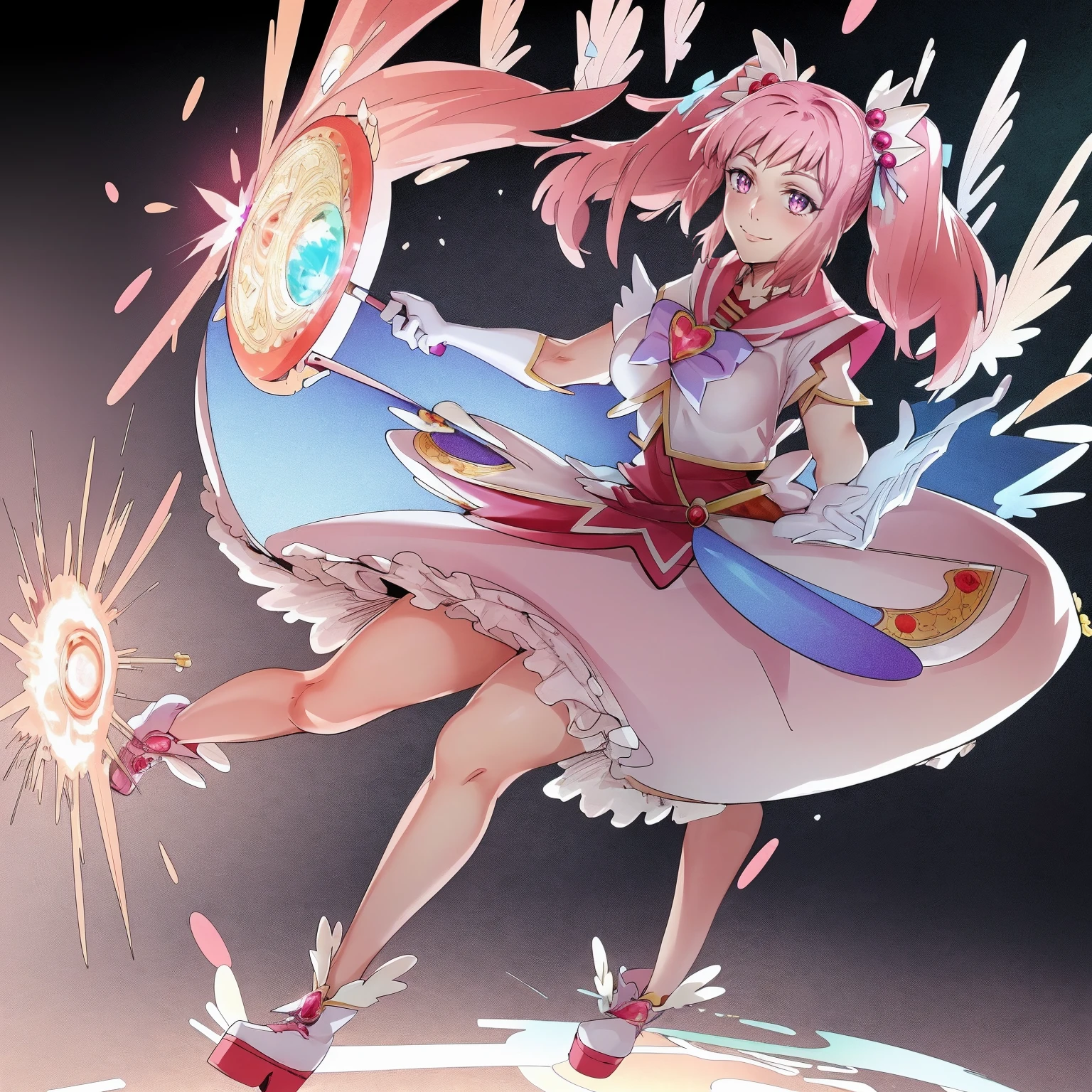 masterpiece, best quality, indoors, mamikafairy, 1girl, solo, looking at viewer,, hand arms full body,boots, standing,cute,breast, curvy, female,fantasy goddess,there is a cartoon picture of a woman with a very large breast, glowing divine being, glowing holy aura, inspired by Luma Rouge, the non-binary deity of spring, ethereal rainbow nimbus, the aura goddess of fire, inspired by Mariel, glowing aura around her, astral aura, as the goddess of the sun, “uwu the prismatic person, big breast, serious, beautiful eyes, , full body, walking, long robe, long dress, ,priestess ,holy, smile, god rays, ray tracing, sparkle, cinematic lighting, UHD, retina, masterpiece, ccurate, anatomically correct, textured skin, super detail, high details, high quality, award winning, best quality, highres, 1080P, HD, 4K, thunder aura, light aura,full, snak staff,closed mouth, huge breast, curvy, bimbo,standing, smile, happy