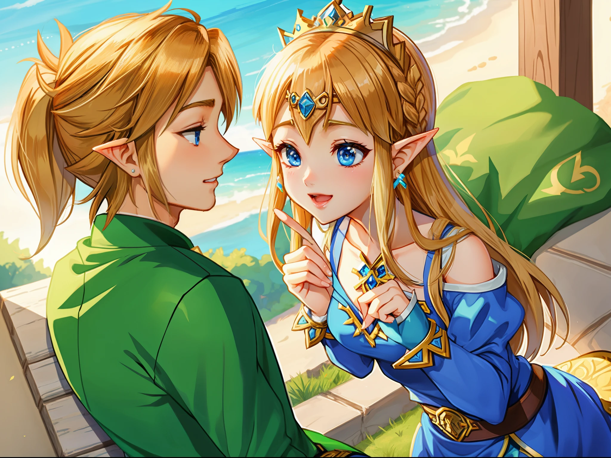 Princess Zelda and Link kiss passionately