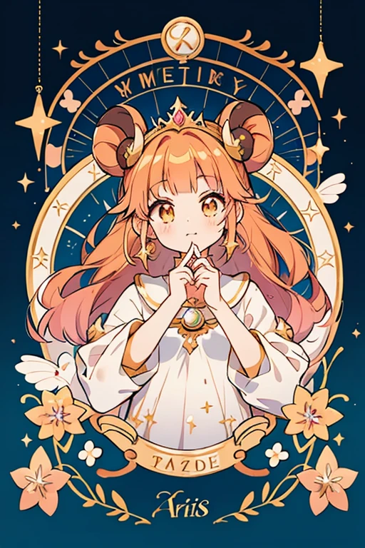 anime style; 3d; glitter; horoscope sign Aries princess;