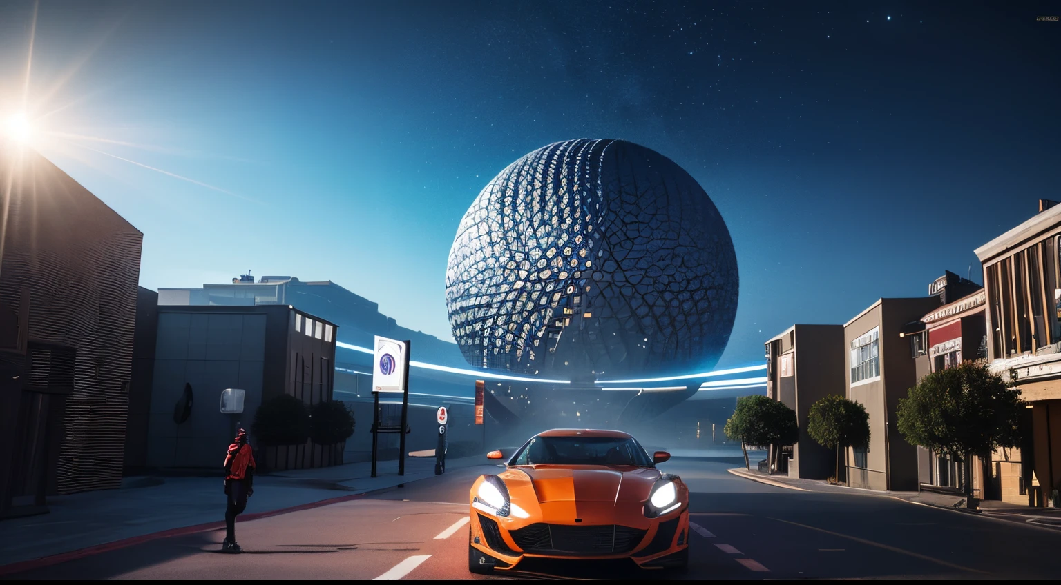 tmasterpiece, Best quality at best, Best quality at best，tmasterpiece，A high resolution，Sci-fi cars，，PC Wallpapers，epcot，space，kosmos，cyber punk perssonage，Wandering Earth，extreme light，laser，Technological equipment，big vista，large scene，The picture is simple，Empty scene