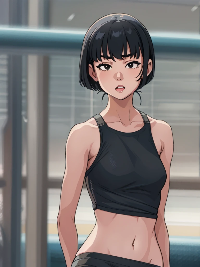 best quality, masterpiece, illustration:1.1), [[[1girl]]], asian teenage girl, flatchest, black eyes, short black hair, wispy bangs, [[[black swimsuit!!!]]], beautiful, highly detailed, 4k, perfect proportions, perfect body, rich quality, hd, ultrahd, [[[thin]]], [[[no muscles]]], (((thin!)))