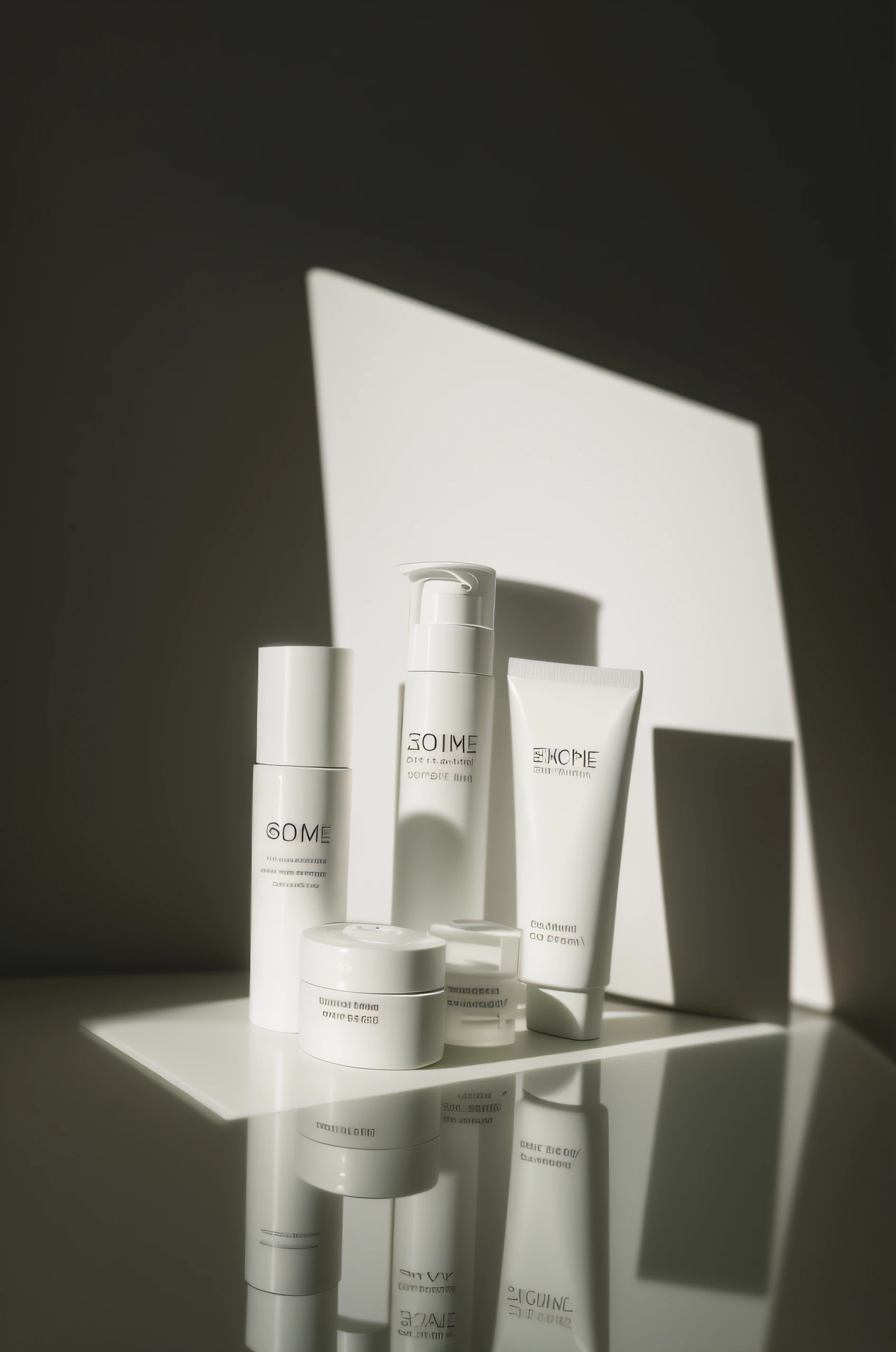 There are three different types of skin care products on the table, product photograph, products shot, Photo shoot for skin care brand, dramatic product lighting, skin care, dramatic product shot, products shot, japanese collection product, professional product shot, product introduction photos, fotografia do produto, professional product photo, detailed product photo, textured base ; product photograph, professional product photography, Collectibles, euro