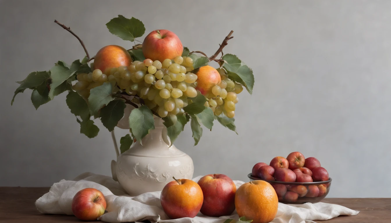 Hyperrealism, 135mm, Nikon, chiaroscuro, cinematic lighting, god rays, drop shadow, Dutch Golden Age painting, Hyperrealism, Realism, Neoclassicism, UHD, retina, masterpiece, ccurate, super detail, high details, high quality, award winning, best quality, highres, 4K, hyper-realistic image, still life, apple, oranges, red fabric, yellow porcelain vase. professional photography., a photorealistic painting by Alexander Kucharsky, Shutterstock Competition Winner, hyperrealism, super realistic food image, still life photography, amazing food photography, Photography Hyperrealism, photorealistic oil painting, highly realistic, professional fruit photography, photorealistic painting, hyperrealism photography, beautiful photorealistic images, 3D, english_text, food_focus(10), no_humans(14), realistc(9), rating:safe(15), artist_name(10), food(12), fruit(9), orange_(fruit)(2), pumpkin, signature(3), twitter_username(4), flower(2), still_life(5), traditional_media, apple(4), grapes, closed_eyes, photo_(medium), strawberry(2), ballon, flag_background, full_moon, gun, moon(2), painting_(medium), planet, red_moon, sun, weapon, metroid_(creature), photorealistic, watermark.