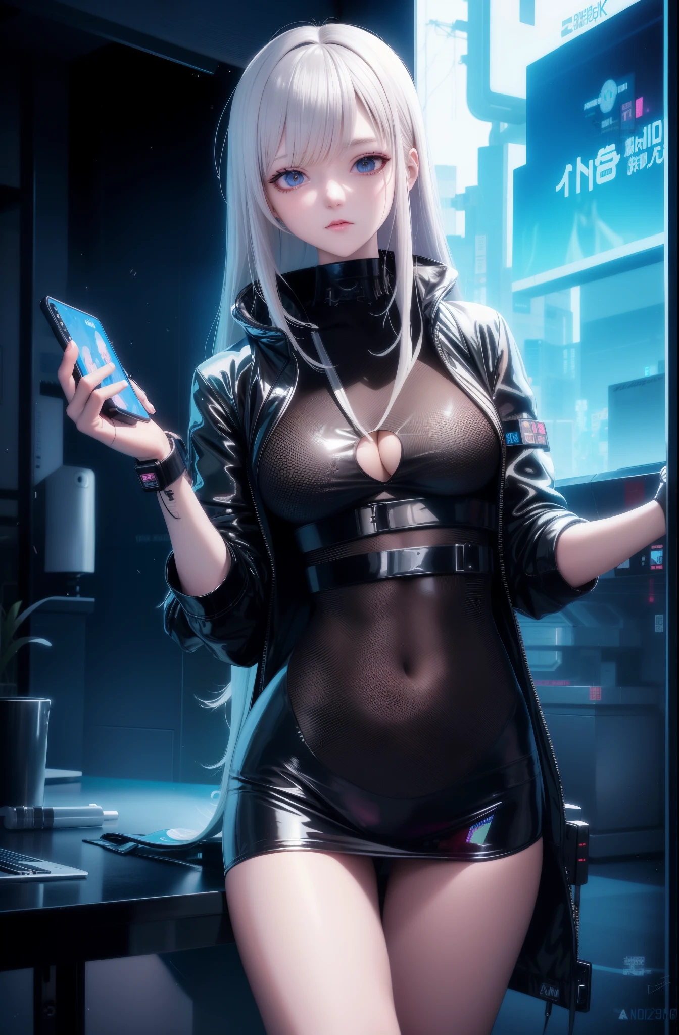 Anime girl in latex holding mobile phone in dark room, cyberpunk anime girl, female cyberpunk anime girl, digital cyberpunk anime art, Cyberpunk anime girl in hoodie, digitl cyberpunk - anime art, online school girl, Anime style 4k, an oppai cyberpunk, anime cyberpunk art, best anime 4k konachan wallpapers, perfect android girl, 4k anime wallpapers