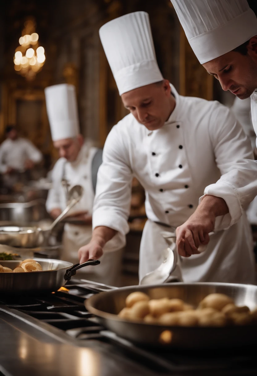 Cooking scenes of the chefs at the Palace of Versailles、