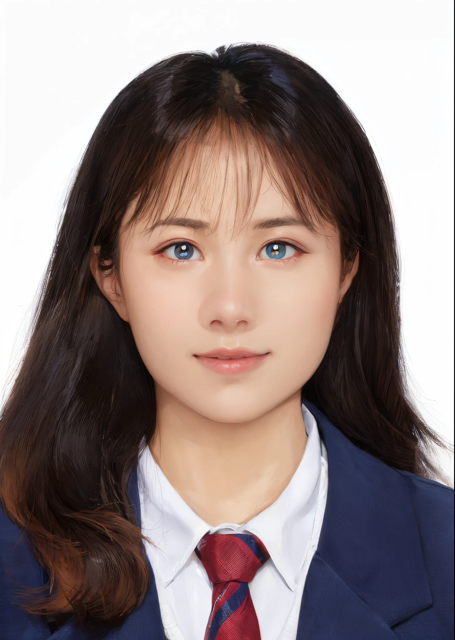 whitesweater,Two-dimensional filters，Blue pupils，Collegiate style