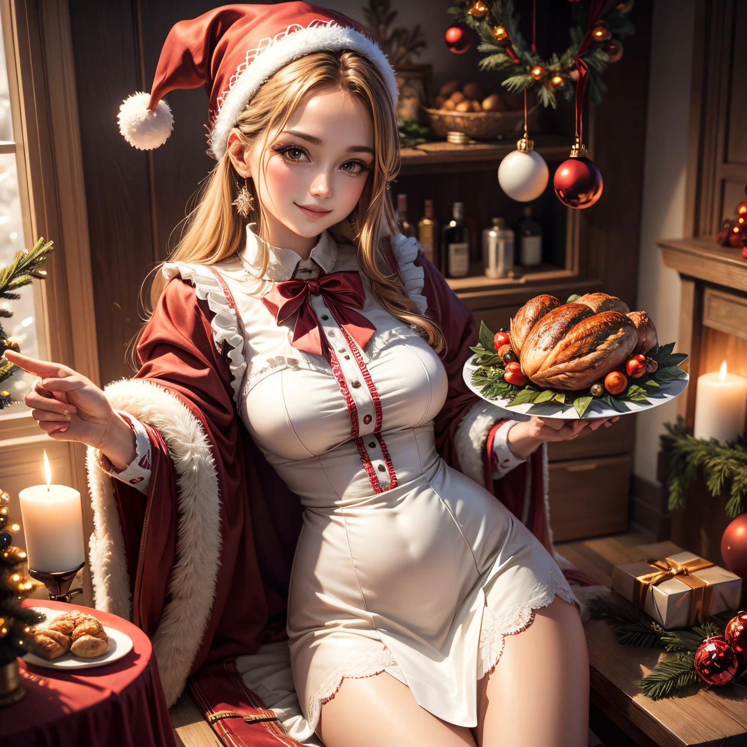 cinematic photo blonde elf in a christmas outfit, baking cookies, spilling milk on breasts, liquid on breasts, spilled milk, nsfw, sexy, big breasts, infinite background, intricate, highly detailed, professional surreal, sharp focus, divine holy sacred vibrant fine detail, magical atmosphere, perfect symmetry, ambient light, magic, stunning, flawless, pretty, cinematic, artistic (boobs out) (naked), cinematic  photorealistic, 8k uhd natural lighting, raw, rich, intricate details, key visual, atmospheric lighting, 35mm photograph, film, bokeh, professional, 4k, highly detailed . 35mm photograph, film, bokeh, professional, 4k, highly detailed