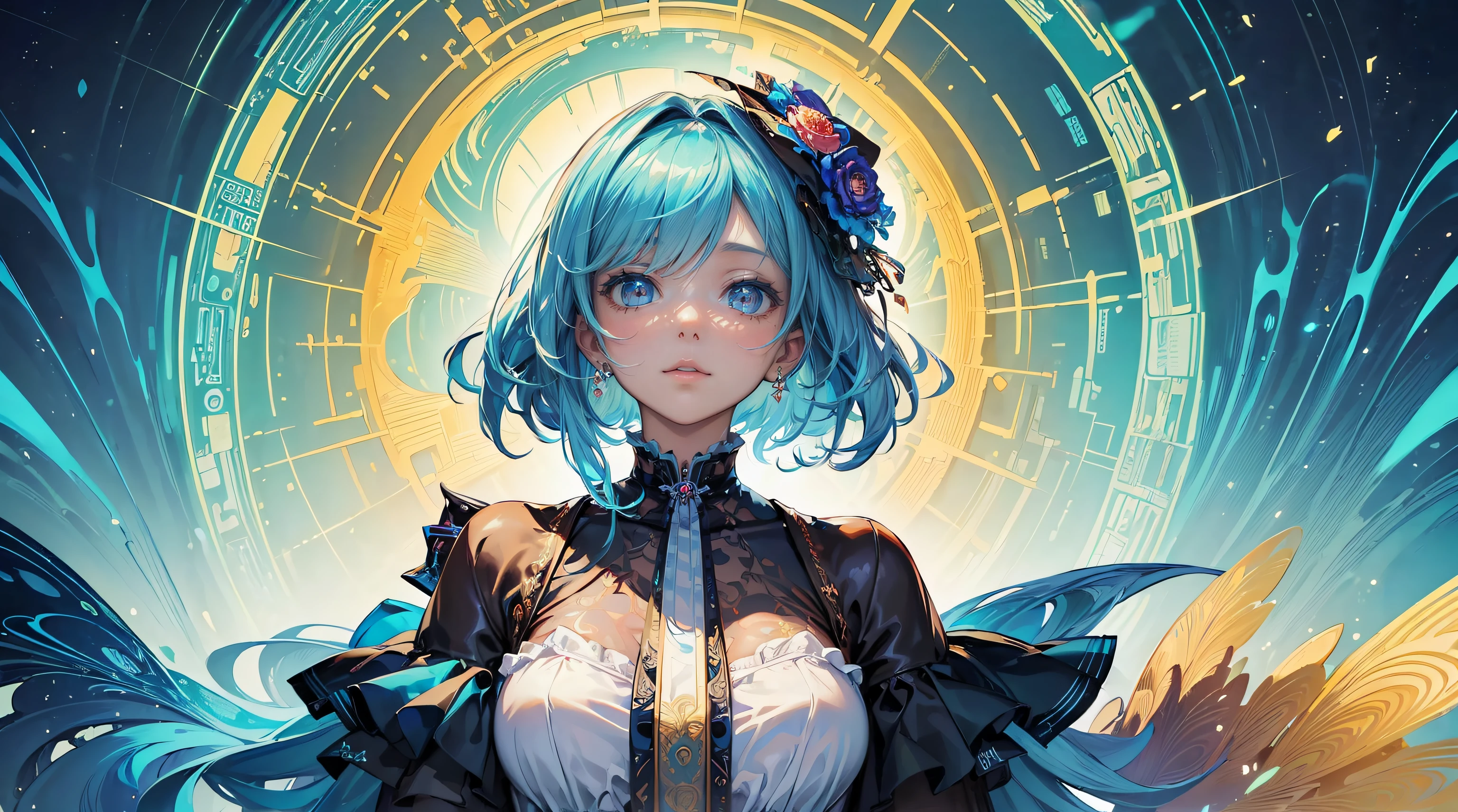 (Masterpiece, hiquality, Best Quality, Formal art, beautiful and aesthetic: 1.2), (1 girl), Extremely detailed, (s fractal art: 1.3), Colorful, Extremely detailed