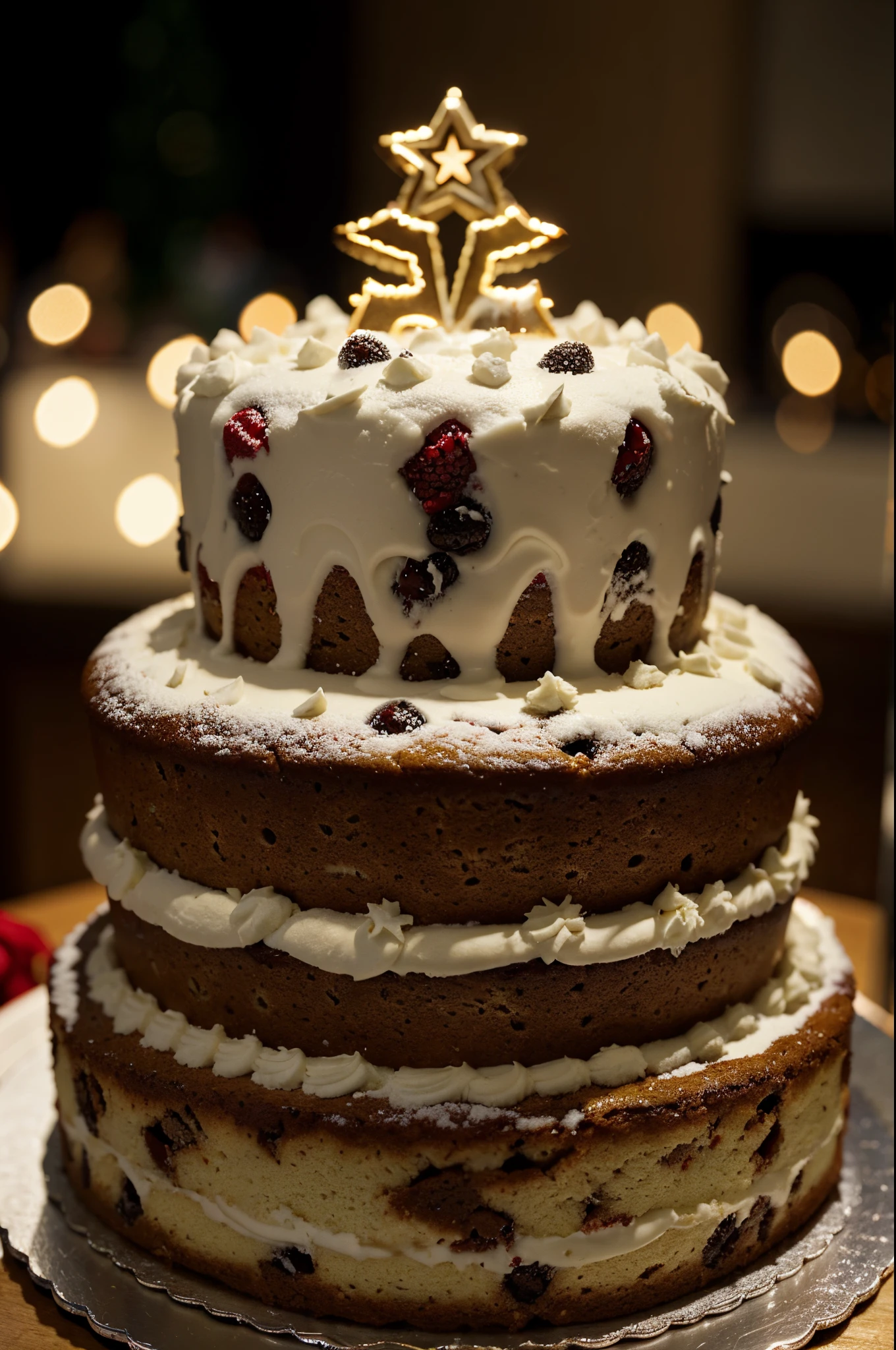 A delicious christmas cake, saboroso, foto promocional, detalhes intrincados, hdr, cinemactic, adobe lightroom, altamente detalhado