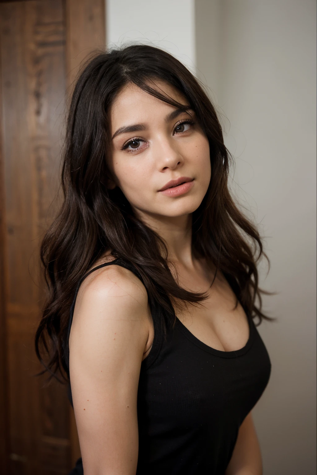 Mujer voluptuosa mexicana
Cabello negro ojos grandes