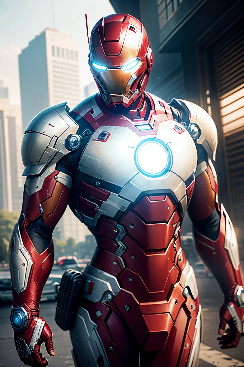 like marvel's war-machine, helmet like ironman, armored full white color