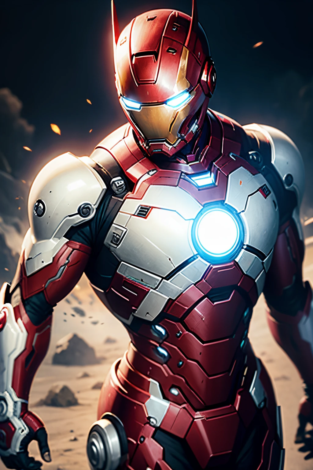 like marvel's war-machine, helmet like ironman, armored full white color