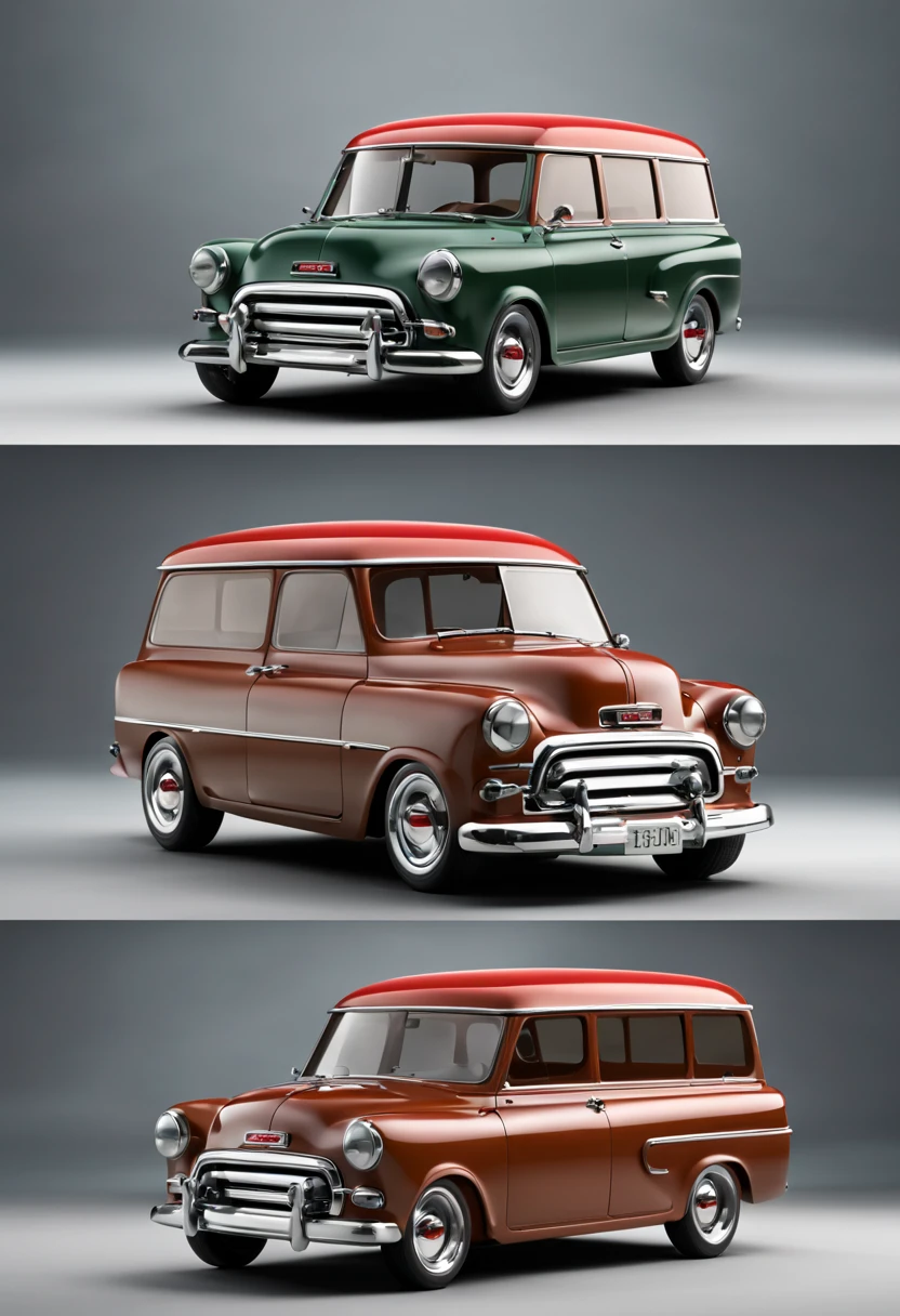 retro concept, mini car version of GMC 1952 Suburban, mini wagon, 4 passenger, techno, realistic, detail
