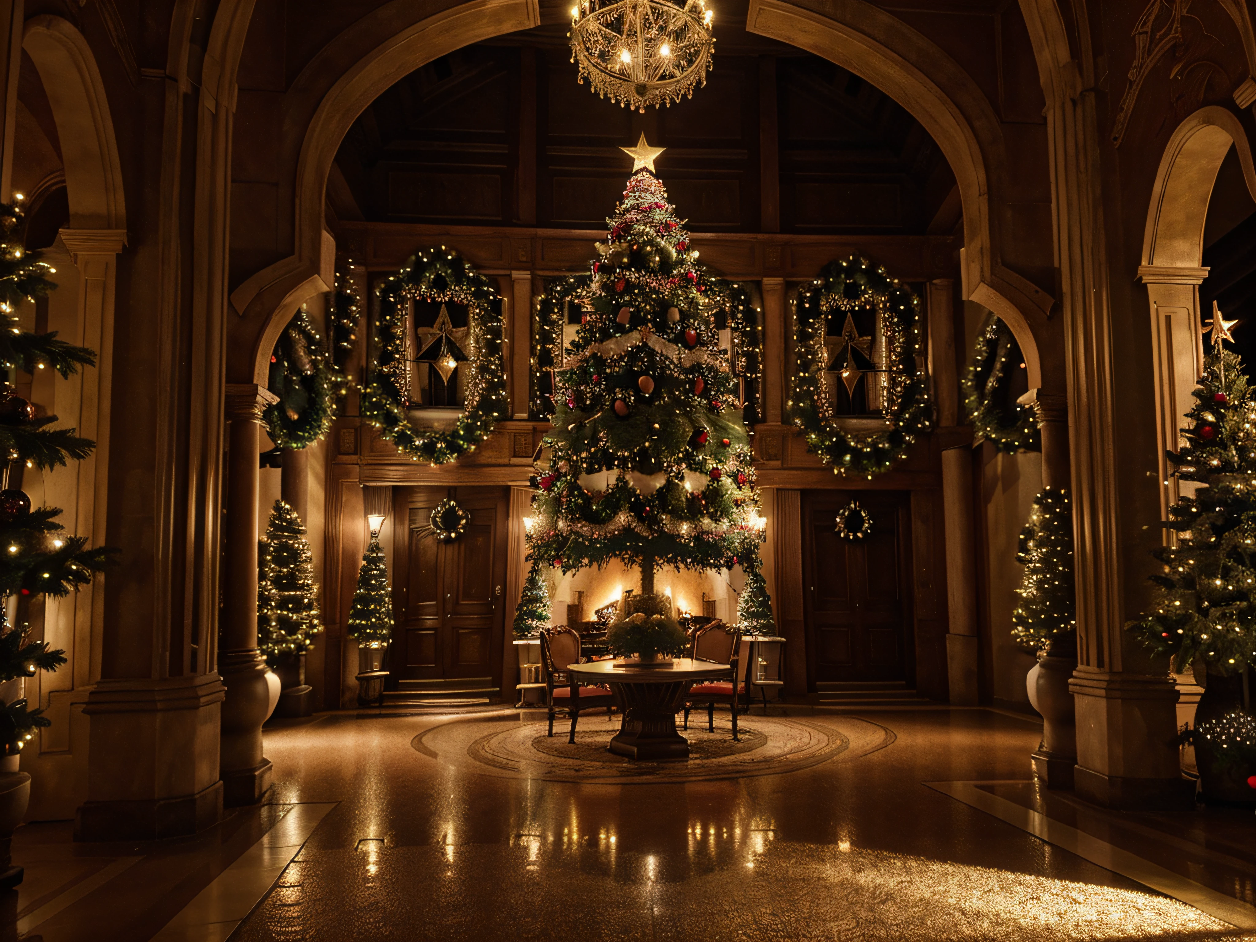 Beautiful Christmas decoration, foto promocional, detalhes intrincados, hdr, cinemactic, adobe lightroom, altamente detalhado