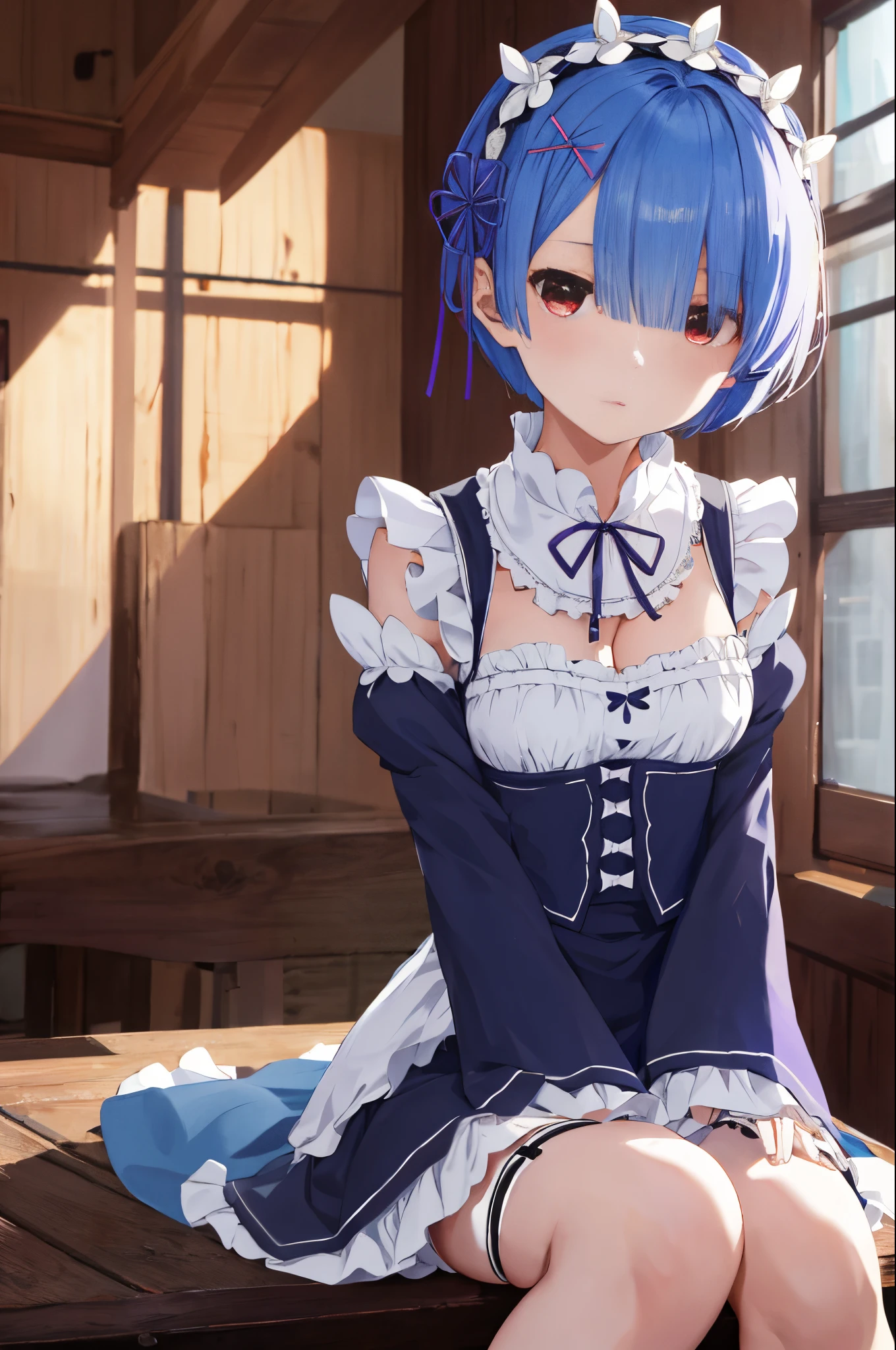 Anime Boys、solo、masterpiece、Highest quality、High resolution、(((leotard)))、Sayaka Miki as a boy、blue eyes、They say、Blue Hair、short hair、Bobcut、The shoulders of the leotard are tank tops、The leotard has a high-cut waist、((Basic blue leotard))、slim、((White Pantyhose))、looking at viewer、Cowboy Shot、Male focus、blush、 smile、:d、Open your mouth、Indoors、window、handsome atmosphere、masculine atmosphere、androgynous atmosphere、(perfect male body:1.3)、leotard and panty hose only、bulged penis、