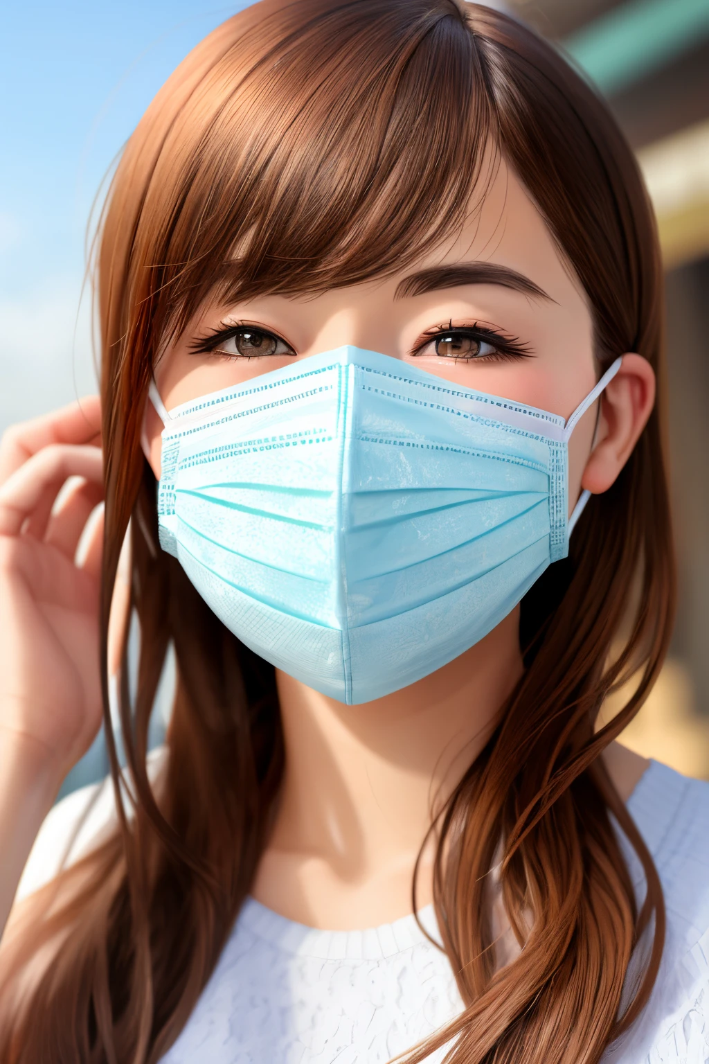 Front shy mask, back bubbly person mask