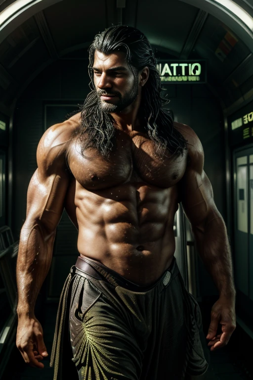 (obra prima),((1 macho)) 1 man ́, 1 rapaz、((corpo inteiro lascivo))、((pernas bonitas e musculosas)), ((beauty body,)) qualidade superior、Arte Oficial、great aesthetics:1.2)、best quality, ultra hd, 32k、(Arte Fractal:1.3)、Colouring、mas altodetalhado　((lobo mal masculo)), sorriso suave　Masculino e forte　Smooth expression　um sorriso　tiro de corpo inteiro　luz dourada olhando para camera, ao fundo Sevilha, Espanha, altamente detalhado, ultra-realistic, detalhes intrincados, pintura (Artesanato), ((master part,melhor qualidade)), ((Cinematic light)), hyper realistic, fearsome, fantasia sombria, epic realistic,arte, (HDR:1.5), hiper detalhado, (Artee station:1.5), cinemactic, luzes quentes, Efeito de Luz, dramatic light, (detalhes intrincados:1.1), Antecedentes complexos, (Greg Rutkowski:0.8),