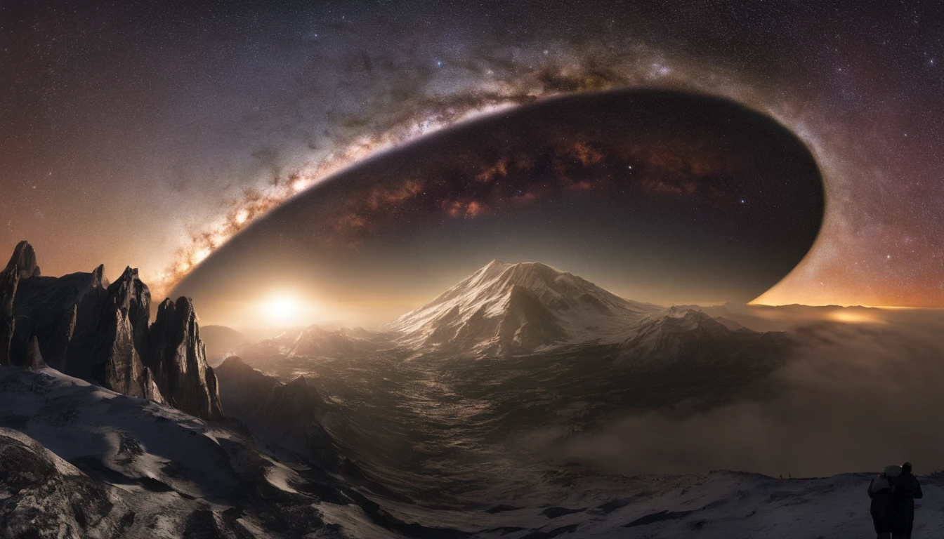 Master Part、Excellent Quality、Excellent image quality、8K Quality、Beautiful photo of starry sky、majestueux、Arched Milky Way:1.25、Alaphed view of Earth from space:1.9, Space Photography, Space Photography, view the earth from space