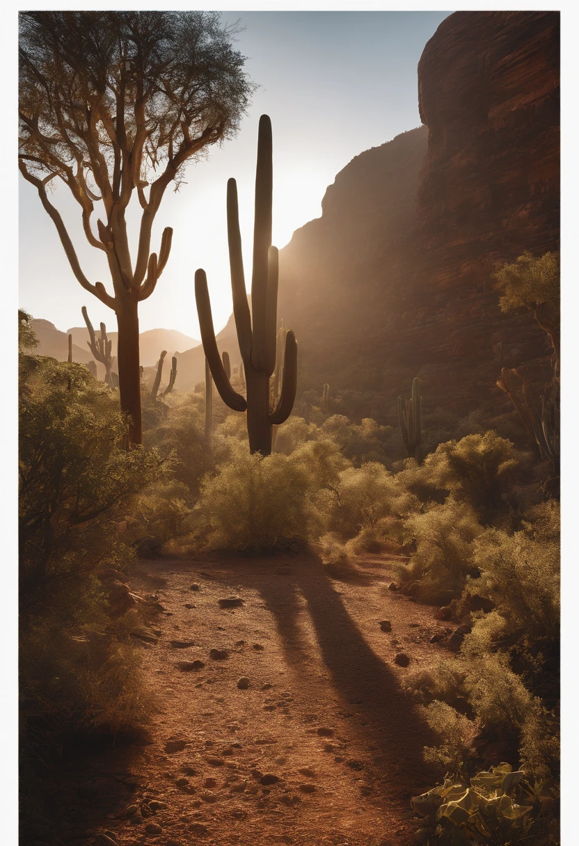 3D IMAGE BRAZILIAN NORTHEAST HISTORY, INTENSE SUMMER, SCORING SUN, CAATINGA VEGETATION, CACTUS, BONES OF DEAD ANIMALS, CARCASSES, VERY DRY. SUN LIGHT. 8K HIGH RESOLUTION. Majestic, Dark Paradise, Golden Hour, street level view, Octane rendering, 100mm, Print, rainbow colors, abstract, glow in the dark lighting, High quality