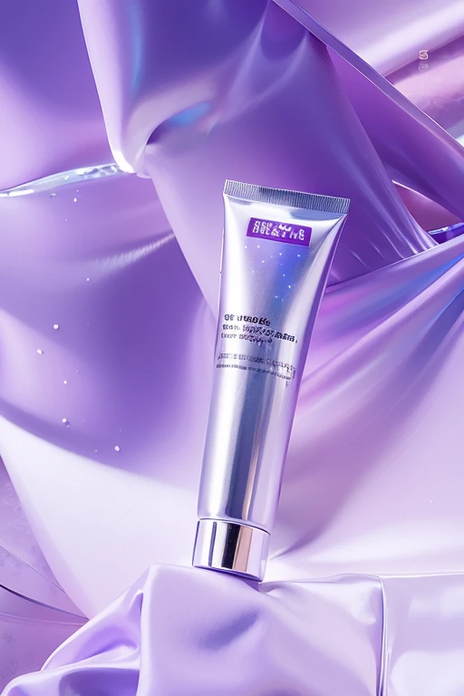 Purple and white skin care products on purple background, wonderful, professional product shot, The lines are clear and smooth, sha xi, ProductAdvertisements, Handsome, lu ji, jingna zhang, smooth bioluminescent skin, professional product photo, glistning skin, shiny skin”, the are In the background, you were before, luminous body, jia, author:Easy in the crown