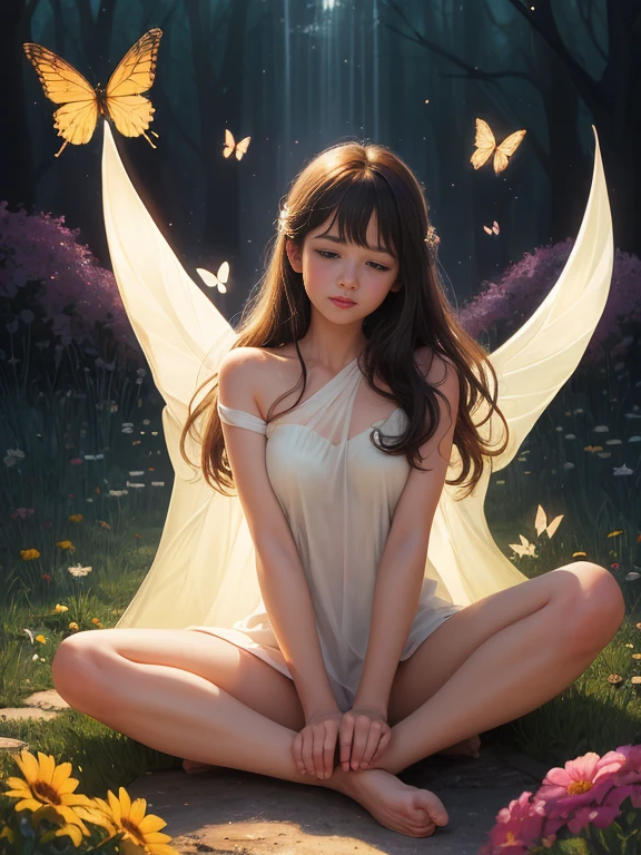 1girl, solo, full body, (masterpiece:1.21), (best quality:1.2), colorful, (illustration:1.2), (cinematic lighting:1.1), (naked:1.21), (spread legs:1.1), nsfw
In this whimsical and fantastical garden, the scene is illuminated by a rainbow of (colorful fireflies), dancing and fluttering in the air. The garden is decorated by a gentle (drizzle), creating a misty and ethereal atmosphere. In the center of the scene, there is a single girl, an extremely delicate and beautiful girl, with cute features and an innocent expression. Her long hair is flowing with the wind. She naked, spread legs, highlighting her delicate curves.
The lighting is very delicate and beautiful, creating a soft and warm glow that highlights the water, making it sparkle like diamonds. The finest grass is also illuminated, creating a lush and verdant carpet. The garden is surrounded by colorful flower fields, with blooms of every color and shape. (Colorful butterflies), of every shade and size, can be seen fluttering around the scene, adding to the overall sense of wonder and magic. (look ai viewer),A blush can be seen on her nose, and her mouth is slightly open, adding to the overall sense of innocence and youthfulness. Falling petals can be seen floating around her, adding to the overall sense of romance and beauty. A gentle wind is blowing through the scene, making the leaves rustle and the flowers sway, adding to the overall sense of movement and life. This is a scene of pure wonder and magic, filled with color and beauty, where the viewer can lose themselves in the enchanting and captivating world.