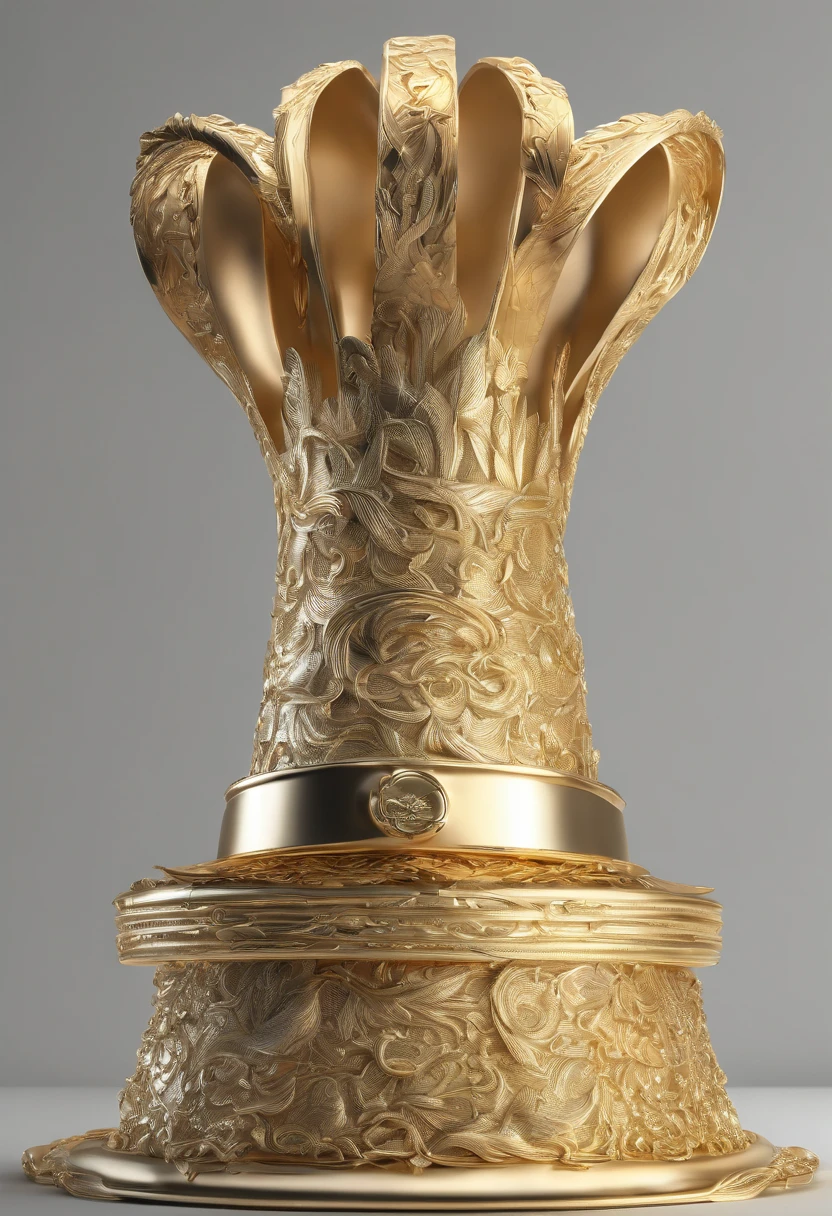 chef hat made of gold, hyper HD, super detailing, high detal, high qulity, Best quality at best,Three-dimensional,c4d,Pattern with Chinese dragon