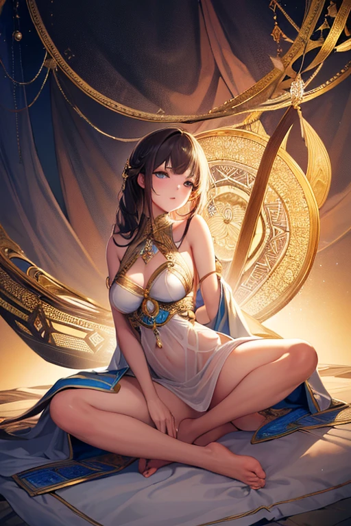 (masterpiece, high quality, Highest picture quality), (Master's work),
(zentangle:1.2),1girl,classical,noble,princess, negative space, Tyndall Effect, light background, [(space background:1.3)::5],
bare shoulders, barefoot, bare back, shiny skin, shiny hair,