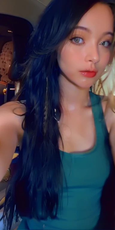 a close up of a woman with long blonde hair and a blue tank top, profile pic, profile image, with straight black hair, kaitlyn michelle siragusa, vannessa ives, 30 years old woman, 3 0 years old woman, female with long blonde hair, long thin blonde hair, blonde long hair!, long hair, 2