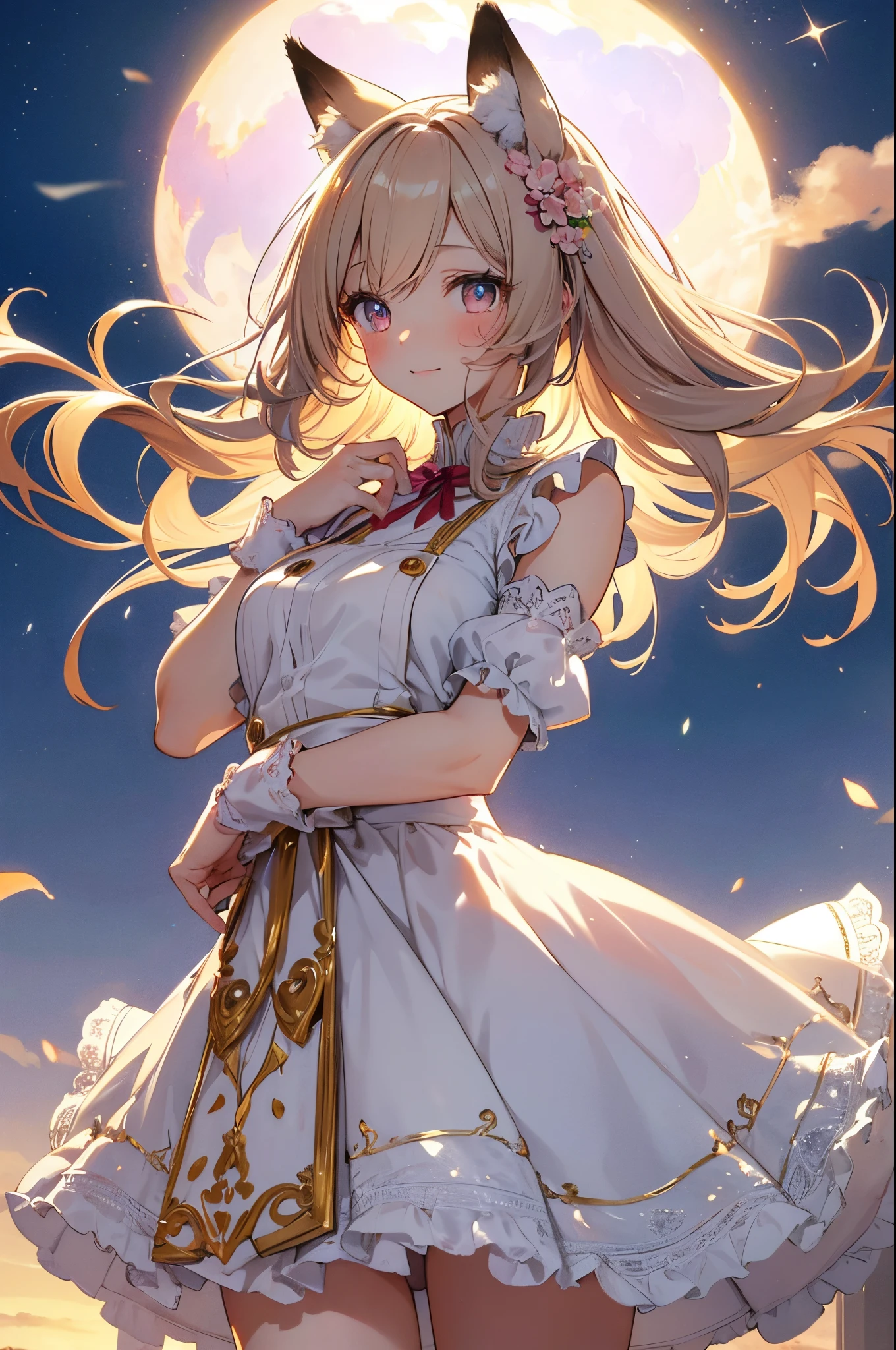 (best quality,ultra-detailed,realistic:1.37),professional,anime,maid,short hair,cute,loli,almond shaped eyes,fox girl,soft and silky hair,vibrant colors,adorable expression,playful atmosphere,fluffy fox ears,graceful movements,innocent smile,delicate features,dainty maid outfit,dynamic pose,detailed lace detailing,expressive eyes and eyebrows,wavy hair texture,subtle blush on cheeks,sweet and charming personality,playful and mischievous personality,happy and carefree disposition,lively and energetic demeanor,shiny and glossy eyes,expressive and emotive facial expressions,pastel color palette,warm and inviting lighting,whimsical background elements,sparkling eyes,enticing gaze,friendly and approachable demeanor,petite and delicate stature,feminine and graceful posture,playful fox tail,airy and light atmosphere,peaceful and serene mood,lively and animated character