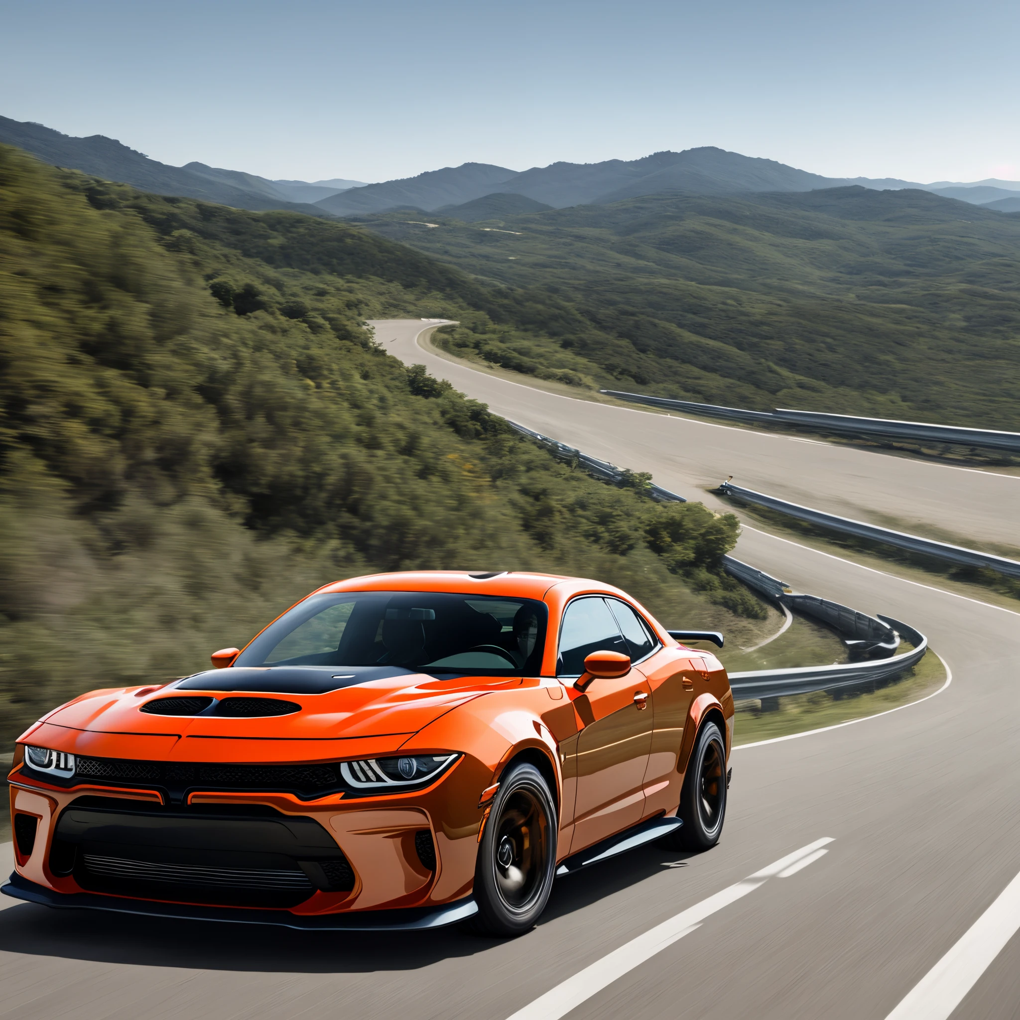 Tech style,Dodge Hellcat ,broad body,red colour,mirai