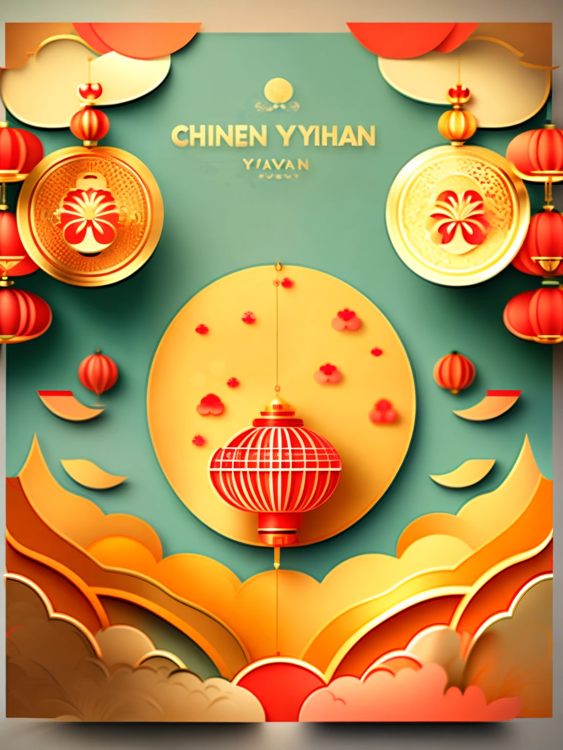 vector paper style chinese new year vertical poster