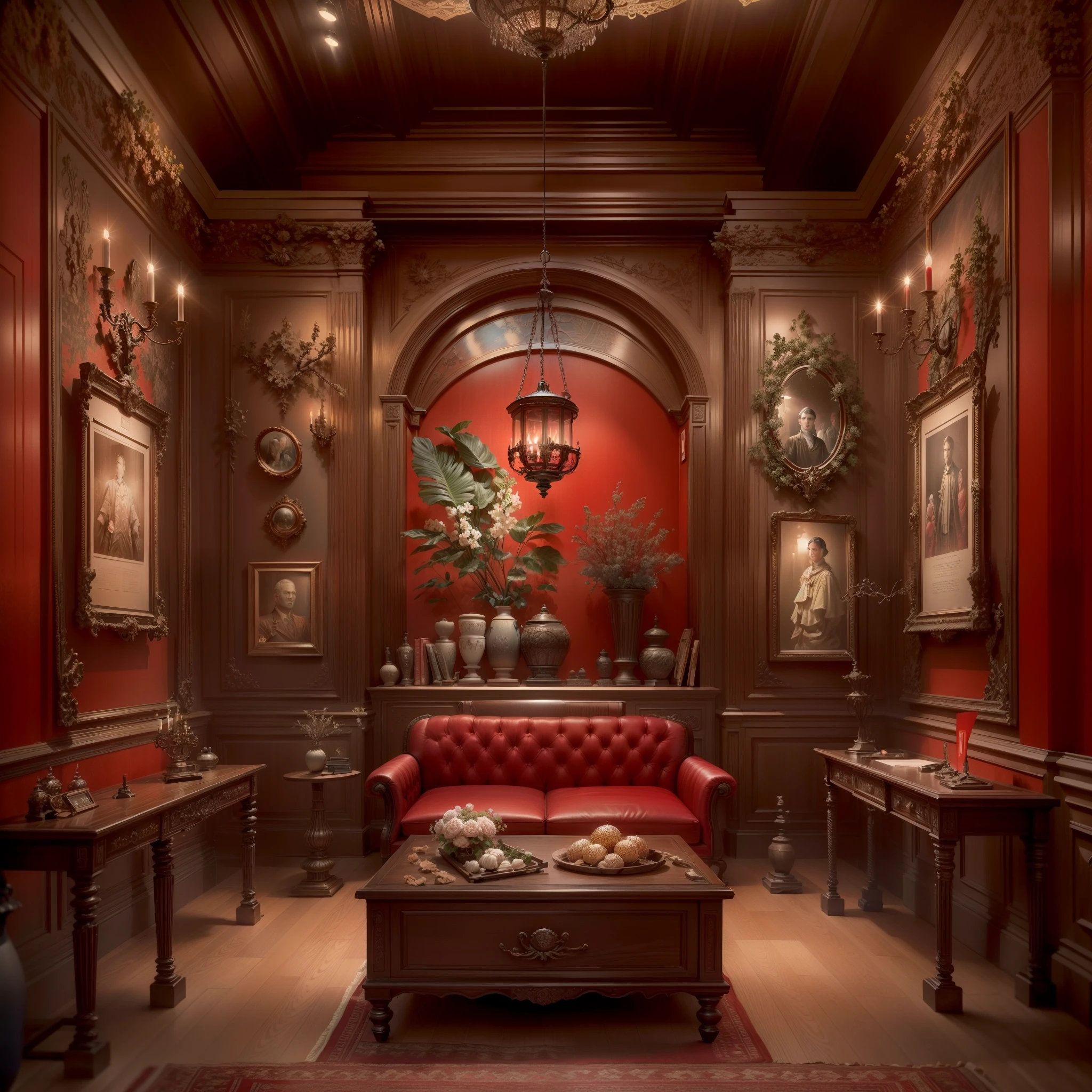 High-detail RAW color photography, (Best quality at best, (highdetailskin:1.2), 8K UHD, Digital SLR, RAW photo), Military museum interior design, (red soviet theme:1.4),A very large museum,(Large depth of field, Shot with Sony a9 II, (50mm wide angle lens:1.4), Sharp focus),(Red and,Party culture propaganda,wall display cabinet,Middle stage showcase,book display,Elegant LED and pendant lighting, Emphasis on the richness of the Red Soviet theme style, Historical prints on the wall,Intricate details on the walls, Magnificent atmosphere, And the overall gorgeous atmosphere of the space. Create an image that exudes luxury, Comfort, Perfect harmony of elements, Make it an outstanding representative of the museum,(The is very detailed, hyper-detailing, entangled), (Lens glare: 0,7), (full bloom: 0,7), particle effect, Ray traching, 电影灯光,