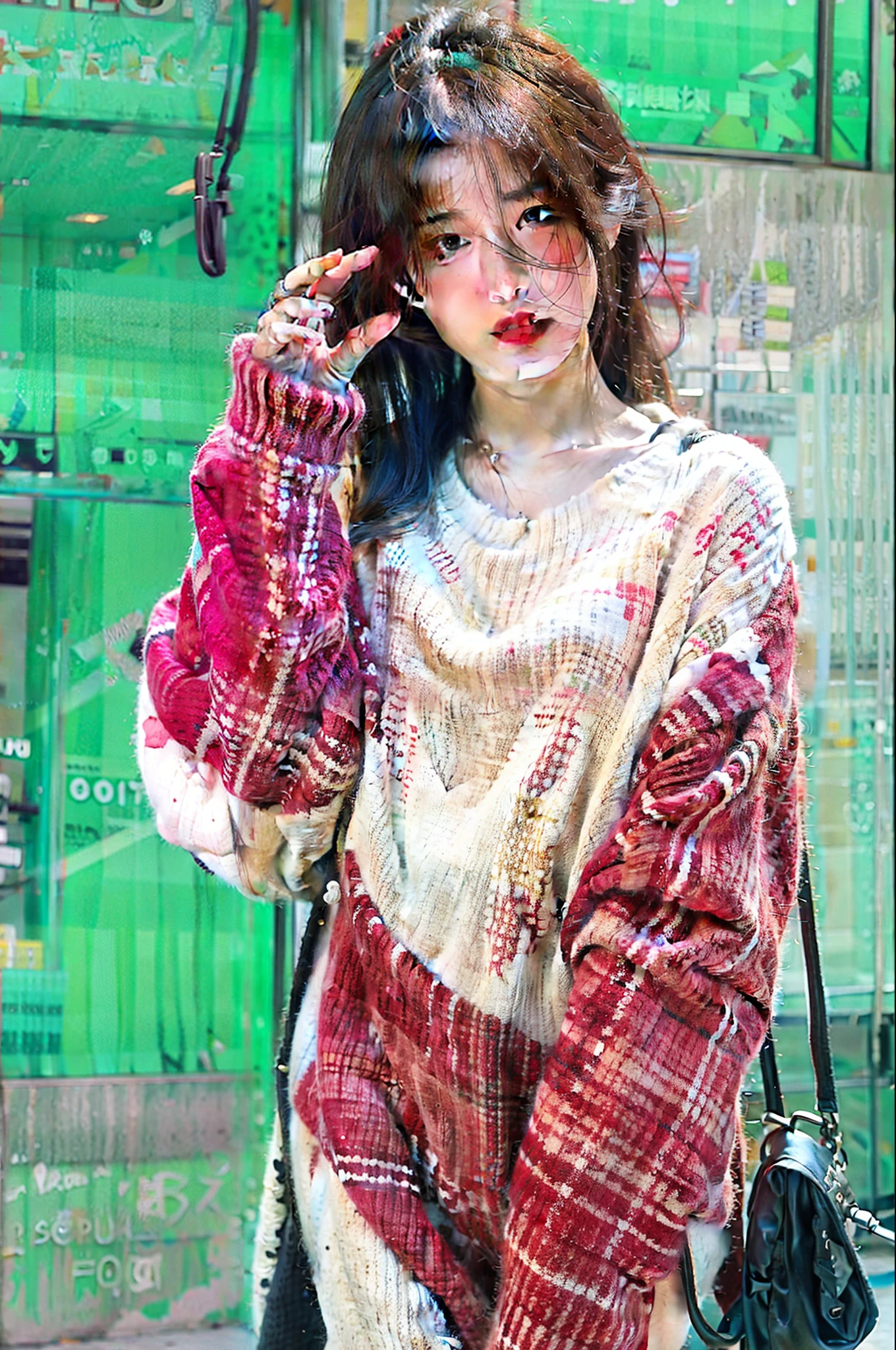 1girl,pullover,fondo blanco,