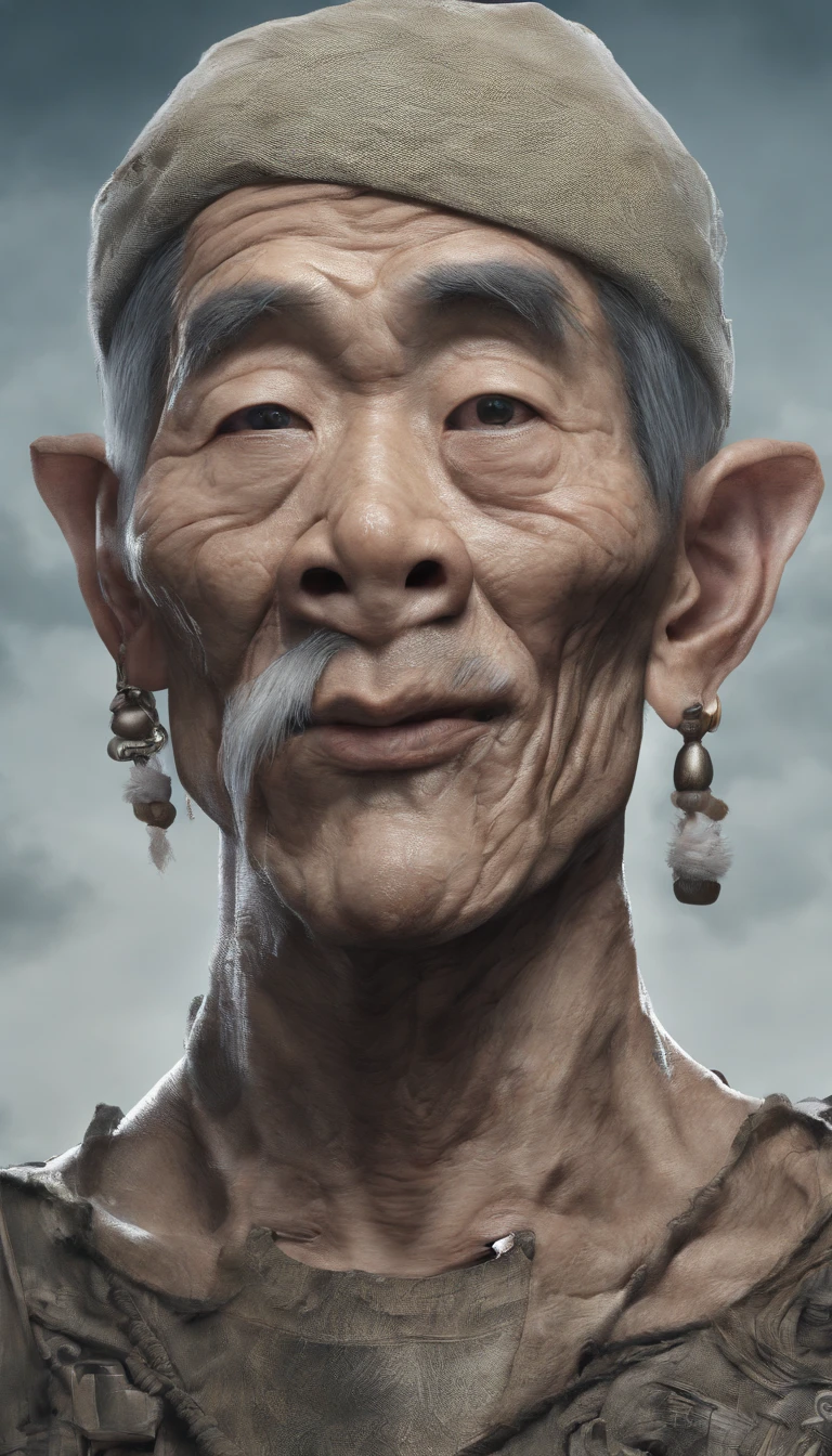 chinese paintings;ink portrait,frontal portrait of god,Audience visual inspection,Immortal Wind Road Bone,White haired man,energetic。burlap。cyan blue background。hyper HD, retinas, tmasterpiece, Acura, Anatomically correct, Award-Awarded, high high quality, high detal, super detailing, ctextured skin, Best quality, A high resolution, 1080p, k hd, 4K, 8K, 16k。